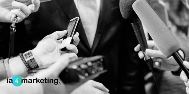 Entretien business man avec journalistes