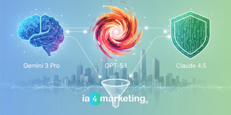 Comparatif LLM 2026 : Gemini 3 vs GPT-5.1 vs Claude 4.5 – Quelle IA choisir pour votre marketing en 2026 ? Découvrez notre benchmark exclusif : performances, 10 cas d’usage concrets et verdict stratégique. Comparatif LLM 2026 : Gemini 3 vs GPT-5.1 vs Claude 4.5 - Quelle IA choisir pour votre marketing en 2026 ? Découvrez notre benchmark exclusif : performances, 10 cas d'usage concrets et verdict stratégique.